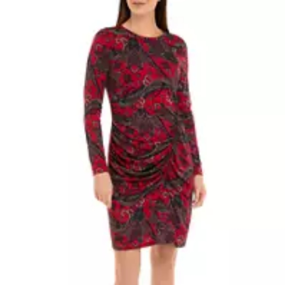NWT Ralph Lauren black and red paisley print sheath dress size 12